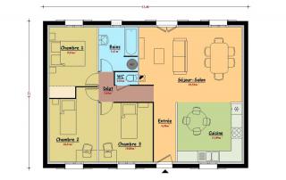 Modèle et plan de maison : Rubis - 80.00 m²