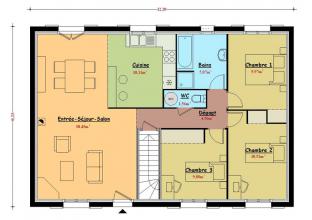 Modèle et plan de maison : Saphir - 82.00 m²
