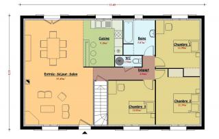 Modèle et plan de maison : Saphir - 92.00 m²