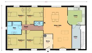 Modèle et plan de maison : Saphir - 122.00 m²