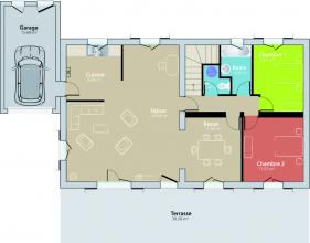 Modèle et plan de maison : Venise - 130.00 m²