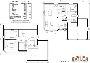 Modèle et plan de maison : Vénus 115/102 - 115.00 m²