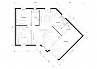 Modèle et plan de maison : Vision 90  - 74.04 m²
