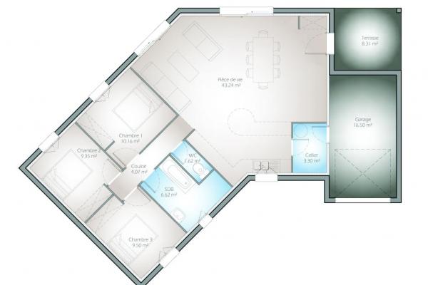 Modèle et plan de maison : Adagio 90 - 90.00 m²