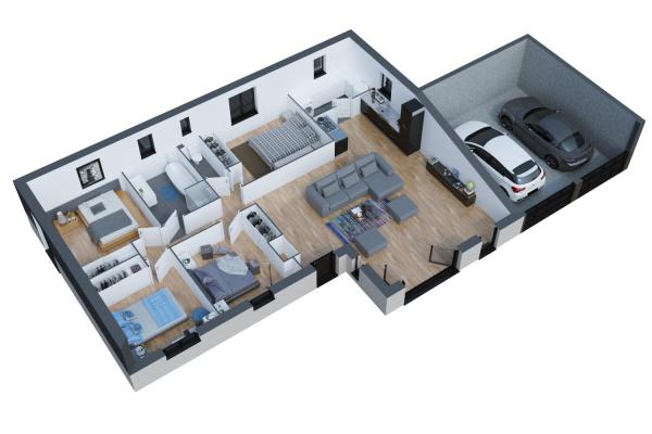 Modèle et plan de maison : ALBORAN 107 - 70.00 m²