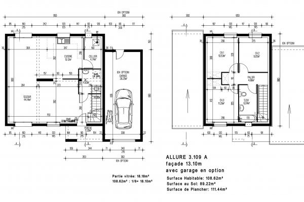 Modèle et plan de maison : ALLURE 3.109 A - 109.00 m²