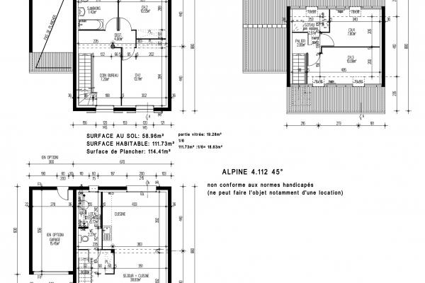 Modèle et plan de maison : ALPINE 4.112 - 112.00 m²