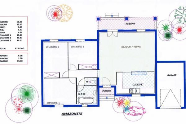 Modèle et plan de maison : Amazonite 81 - 81.00 m²