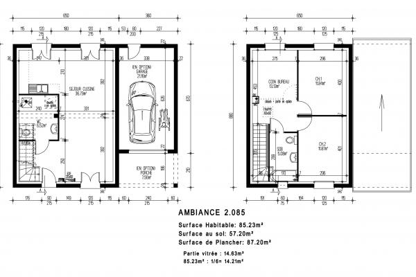 Modèle et plan de maison : AMBIANCE 2.085 - 85.00 m²
