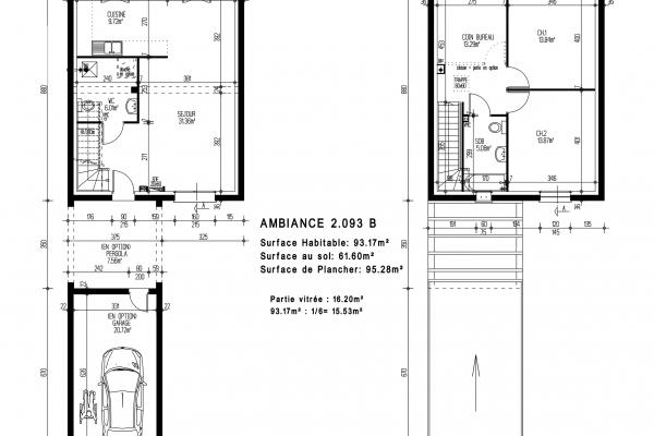 Modèle et plan de maison : AMBIANCE 2.093 B - 93.00 m²