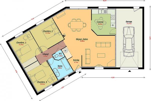 Modèle et plan de maison : Ambre - 97.00 m²