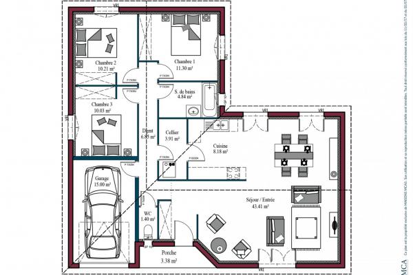 Modèle et plan de maison : Atlanta - 100.00 m²