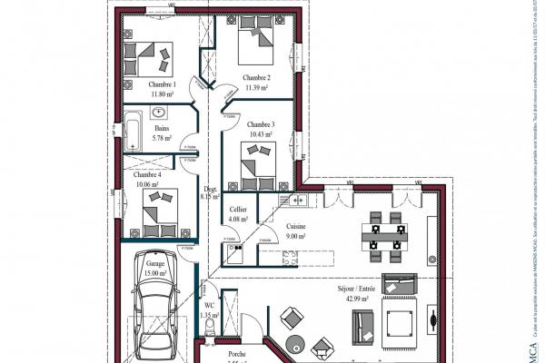 Modèle et plan de maison : MAISON ATLANTA - 100.00 m²