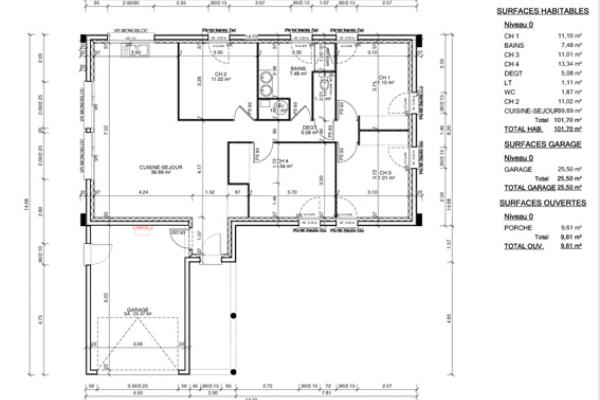 Modèle et plan de maison : Atrium 102 - 102.00 m²