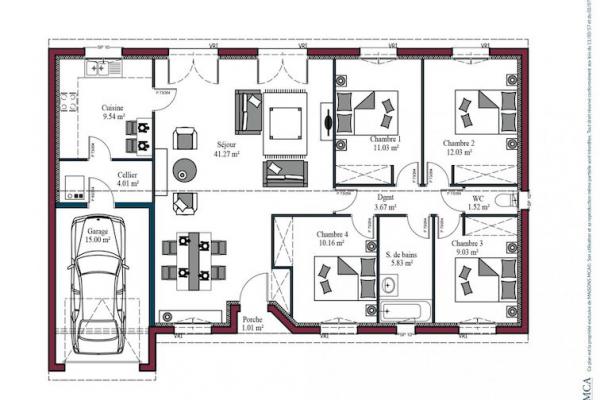 Modèle et plan de maison : AURORE - 84.00 m²