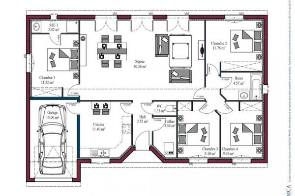 Modèle et plan de maison : AURORE - 84.00 m²