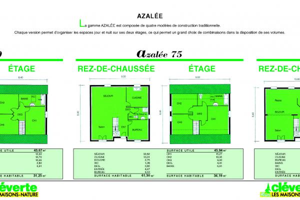 Modèle et plan de maison : Azalée 70 - 88.69 m²