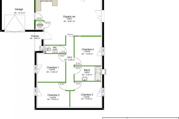 Modèle et plan de maison : BAMBOU - 91.00 m²