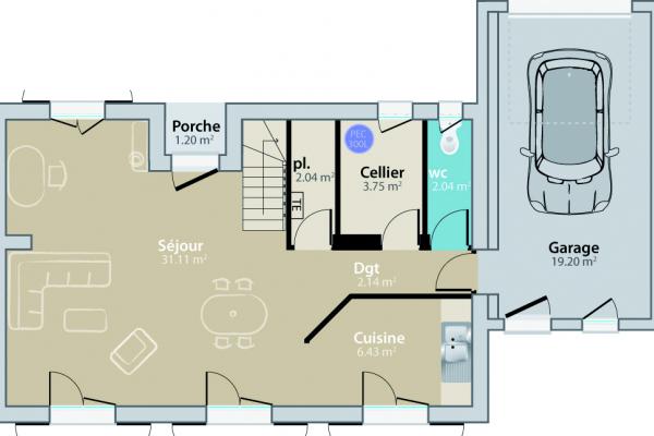 Modèle et plan de maison : Bastide - 93.00 m²