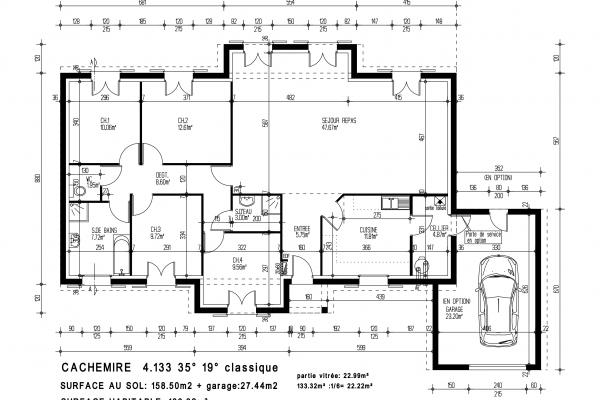 Modèle et plan de maison : CACHEMIRE 4.133 - 133.00 m²