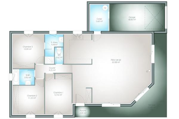 Modèle et plan de maison : Cantate - 119.00 m²