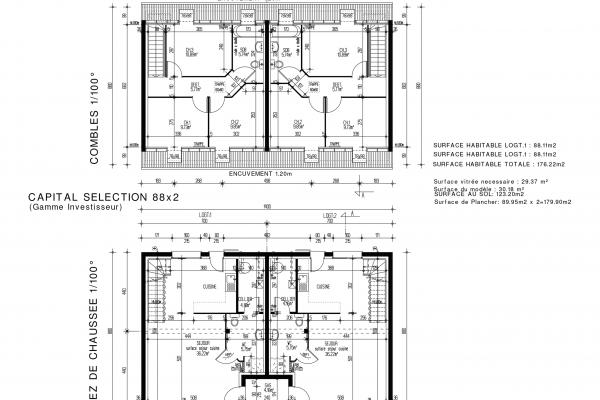 Modèle et plan de maison : CAPITAL SELECTION 88 x 2 - 88.00 m²