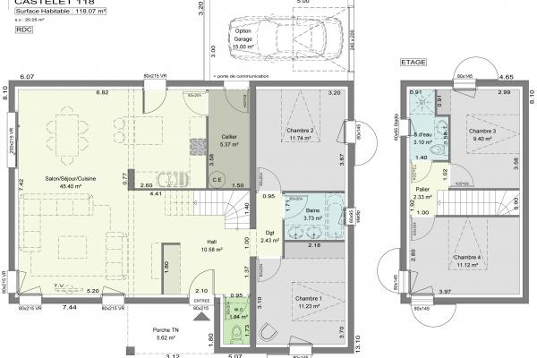 Modèle et plan de maison : Castelet - 118.00 m²