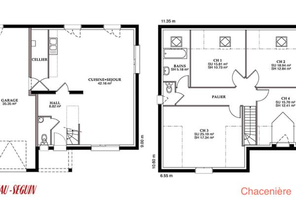 Modèle et plan de maison :  Chacenière - 131.00 m²