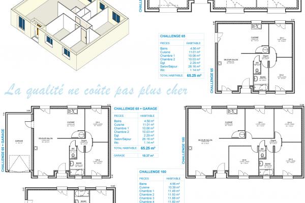 Modèle et plan de maison : Challenge 75 - 2 Chambres - 75.33 m²