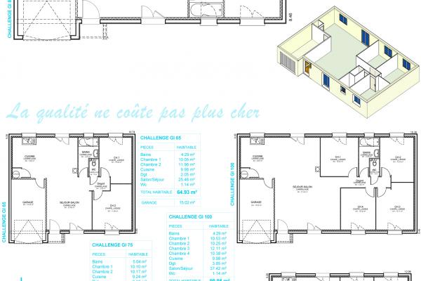 Modèle et plan de maison : Challenge GI 100 - 99.95 m²