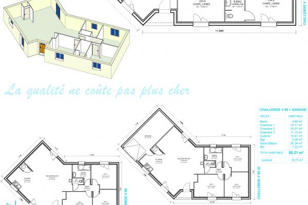 Modèle et plan de maison : Challenge V 100 - Bureau - 99.69 m²