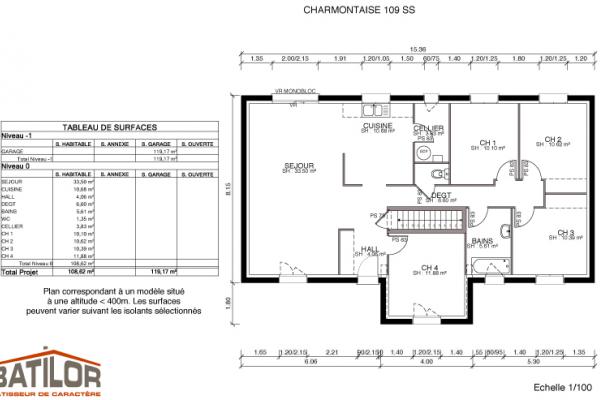 Modèle et plan de maison : Charmontaise étage - 142.00 m²