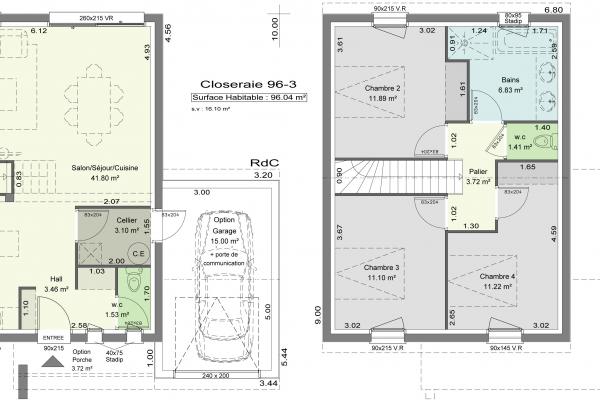 Modèle et plan de maison : Closeraie - 96.00 m²