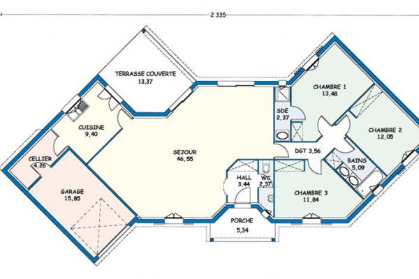 Modèle et plan de maison : Cognac - 114.41 m²
