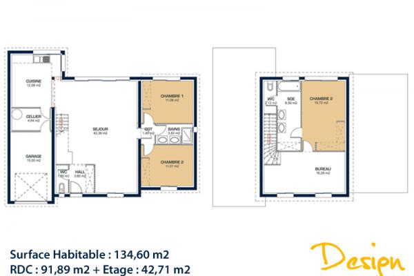 Modèle et plan de maison : Design - 118.00 m²