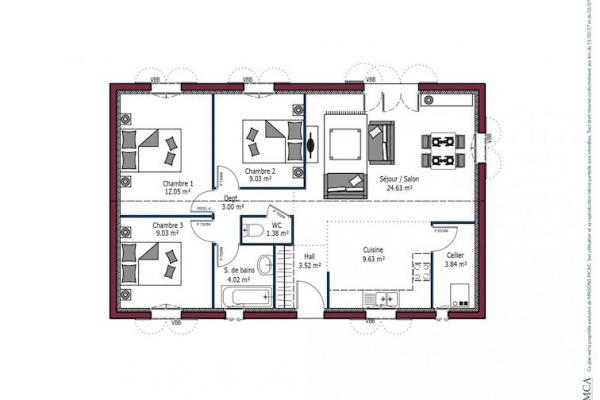 Modèle et plan de maison : DESIREE - 80.00 m²