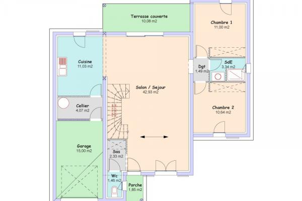 Modèle et plan de maison : Eden - 127.74 m²