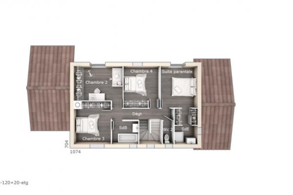 Modèle et plan de maison : Elodie 100 + 20 Tradition - 100.00 m²