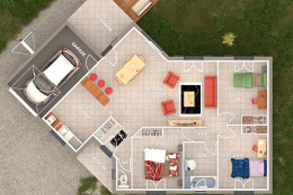 Modèle et plan de maison : EMERAUDE - 91.00 m²