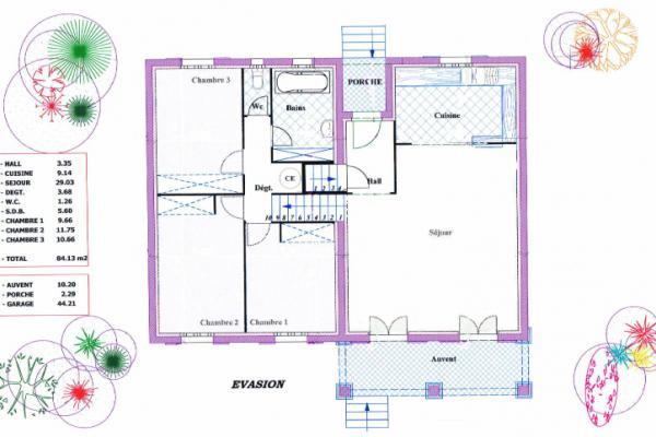 Modèle et plan de maison : Espace moderne - 84.00 m²