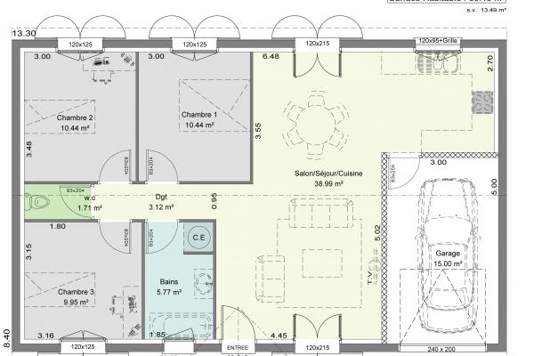 Modèle et plan de maison : Eustera - 80.00 m²