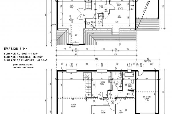 Modèle et plan de maison : EVASION 5.144 - 144.00 m²