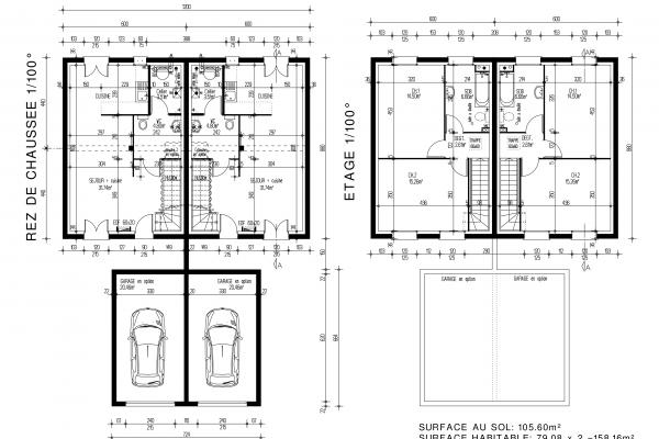 Modèle et plan de maison : HORIZON 79 x 2 - 79.00 m²