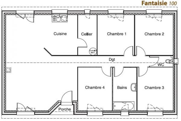 Modèle et plan de maison : Fantaisie 100 - 100.00 m²