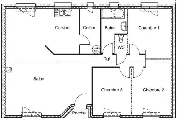 Modèle et plan de maison : Fantaisie 90 - 90.00 m²