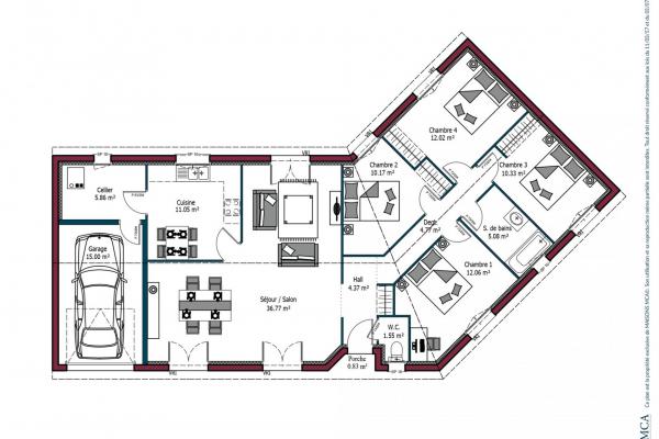 Modèle et plan de maison : FLORIDE - 95.00 m²