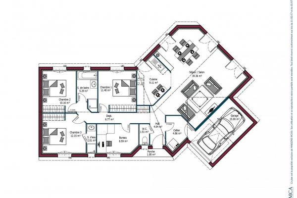 Modèle et plan de maison : FLORIDE - 95.00 m²