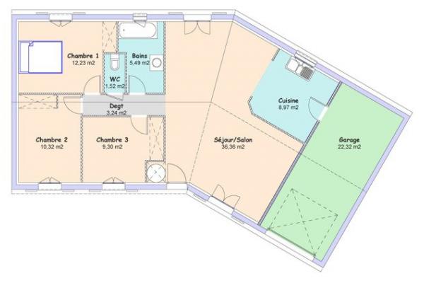 Modèle et plan de maison : Garonne - 87.39 m²