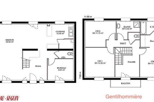 Modèle et plan de maison : Gentilhommière - 160.00 m²