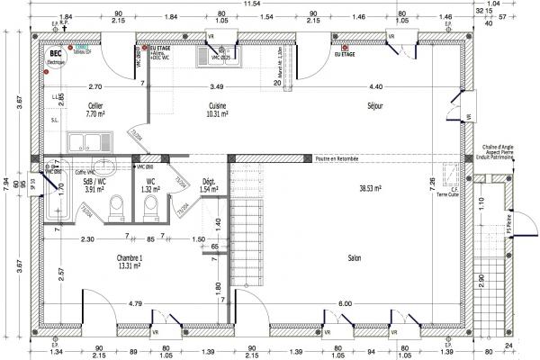 Modèle et plan de maison : GLYCINE C2-124 - 124.00 m²